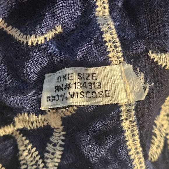 Blue & White Embroidered Tie-Front Kimono Cardigan  One Size  100% Viscose - Picture 8 of 13